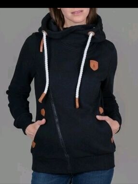 Wanakome Black Full Zip Hoodie Jacket L